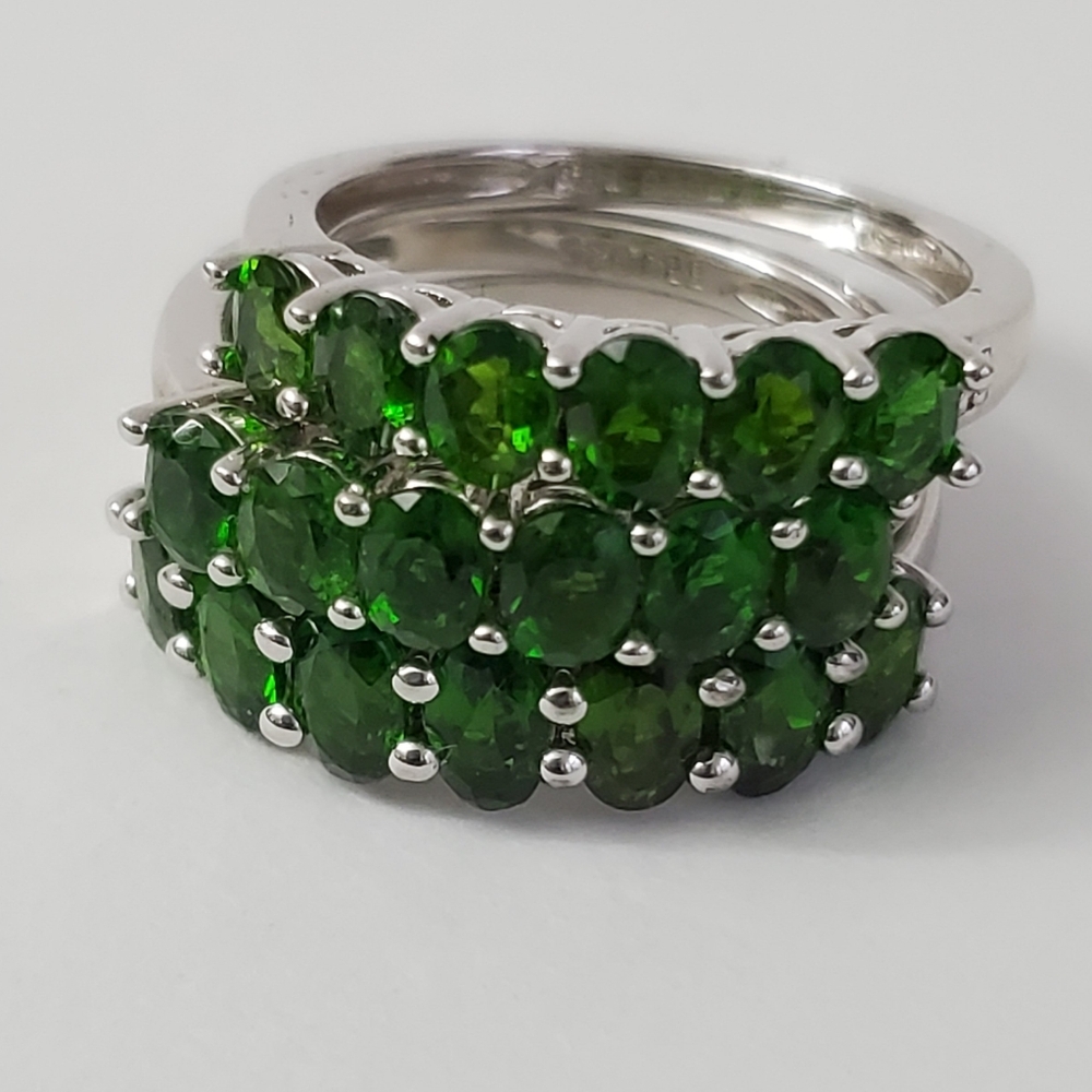 Sterling Silver 925 Emerald Green Russian Chrome Diopside Ring